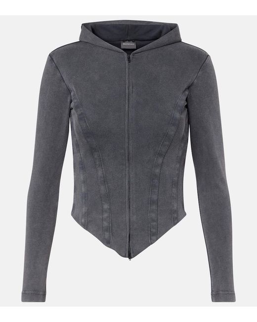Balenciaga Gray Cotton Jersey Hoodie