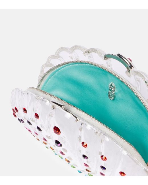 Aquazzura Multicolor Crystal Shell Embellished Clutch