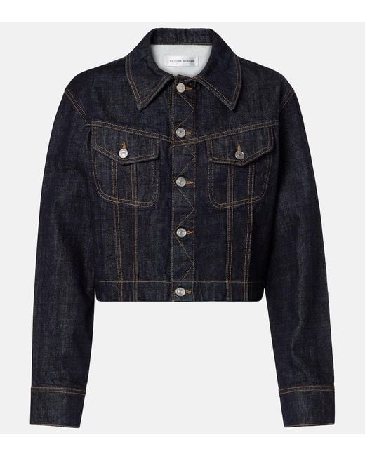 Victoria Beckham Blue Cropped Denim Jacket