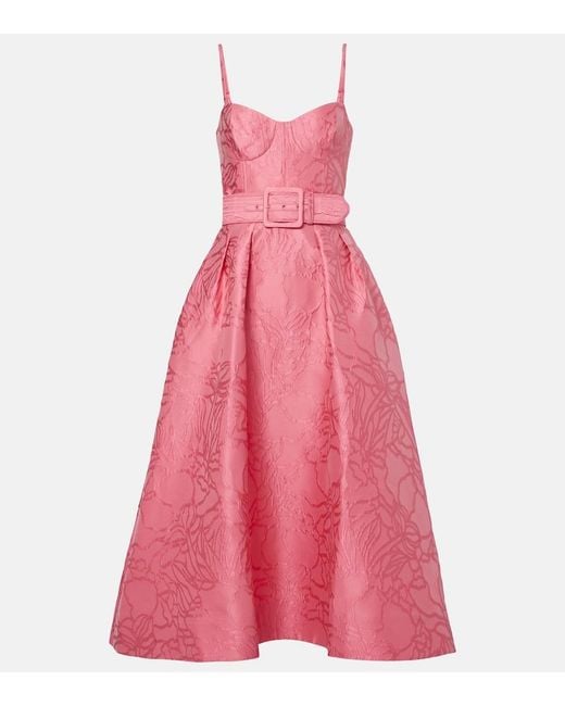 Rebecca Vallance Pink Petra Floral Jacquard Cocktail Dress
