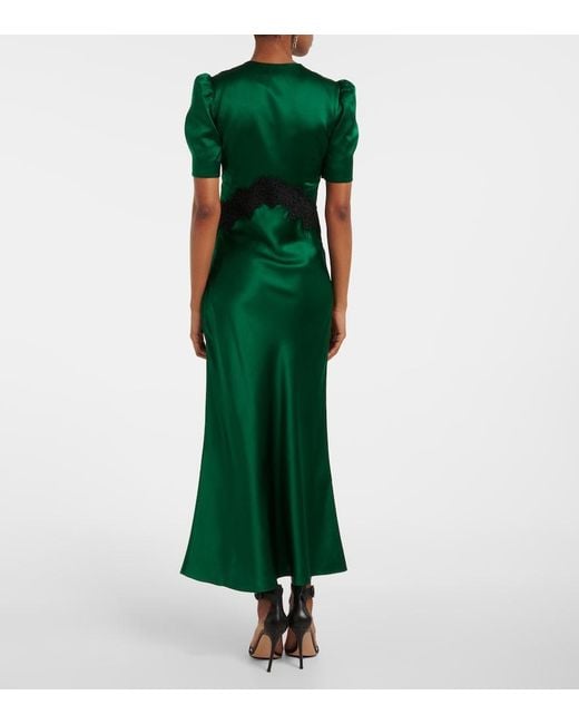 Rebecca Vallance Green Charelle Silk Saten Slip Dress