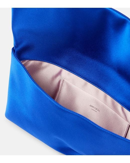Jimmy Choo Blue Clutch Zandra Aus Satin Mit Kristallen