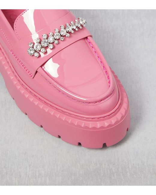 Jimmy Choo Pink Bryer Flat Crystal-embellished Leather Loafers