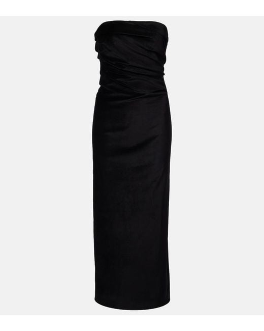 TOVE Black Sabella Velvet Midi Dress