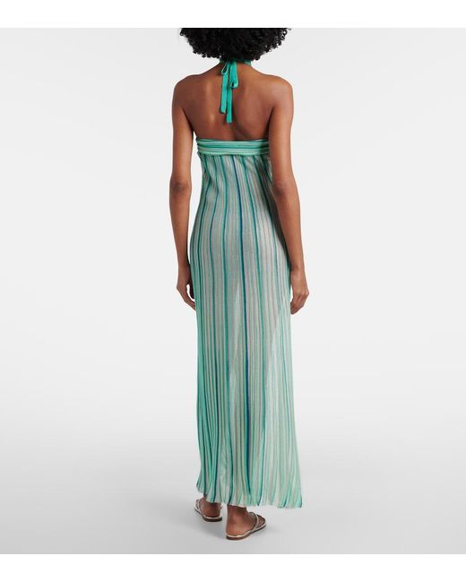 Missoni Blue Striped Halterneck Maxi Dress