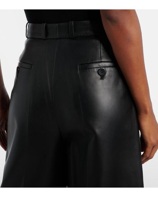 Altuzarra Black Dash Leather Barrel-Leg Pants