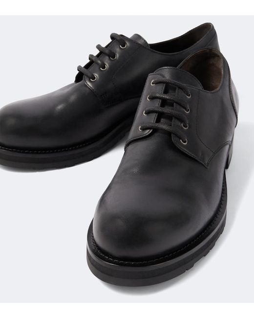 The Row Black Leather Derby Shoes for men