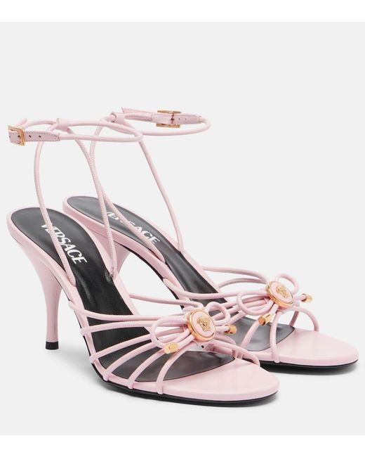 Versace Pink La Medusa 85 Leather Sandals