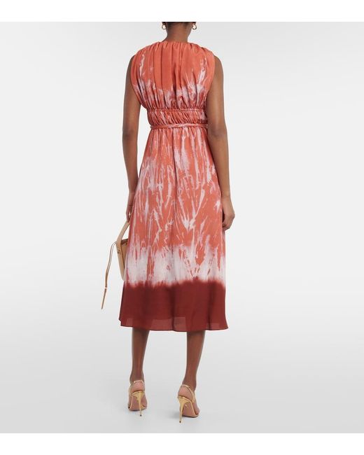 Altuzarra Red Fiona Ruched Midi Dress