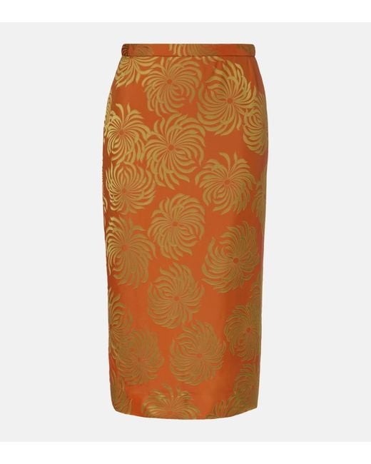 Falda Midi Estampada Dries Van Noten de color Brown
