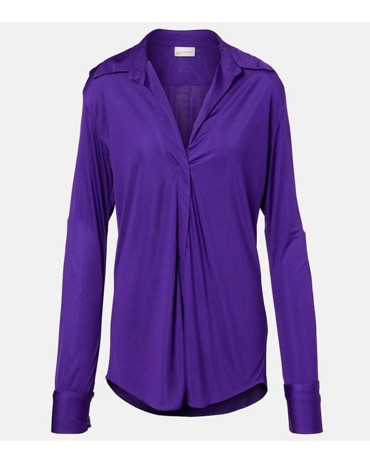 Dries Van Noten Purple Gathered Blouse