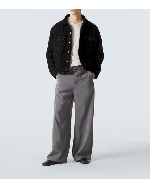 Lemaire Gray Silk-Blend Barrel-Leg Pants for men
