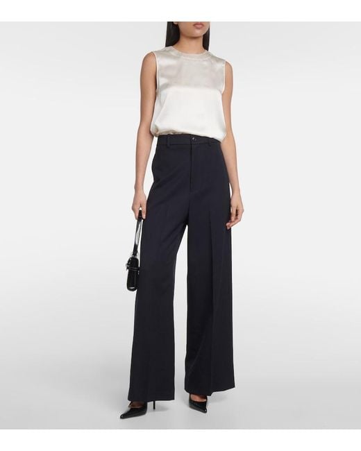 Nili Lotan Blue Johan Virgin Wool Wide-Leg Pants