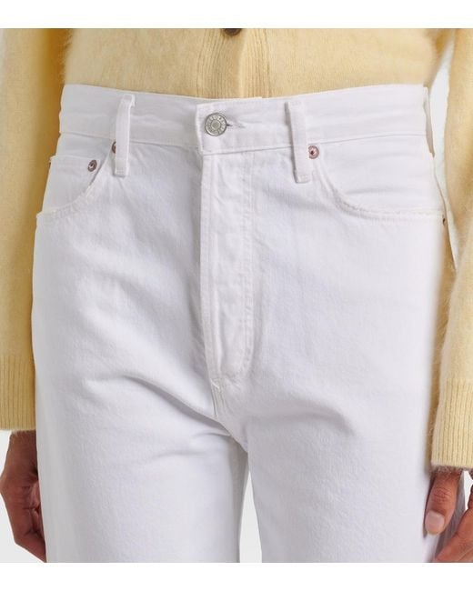 Agolde White '90S Pinch Waist High-Rise Straight Jeans