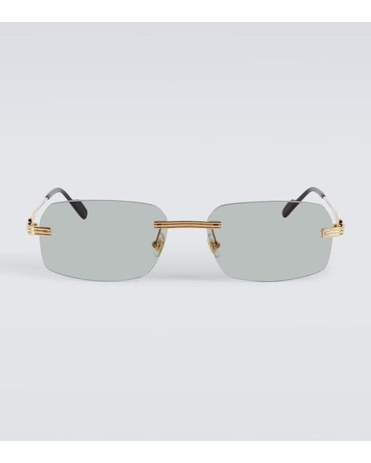 Gafas de sol rectangulares Cartier de hombre de color Metallic
