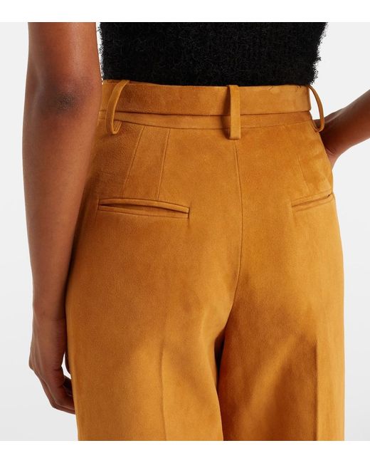 Gabriela Hearst Brown Norman Belted Suede Wide-Leg Pants