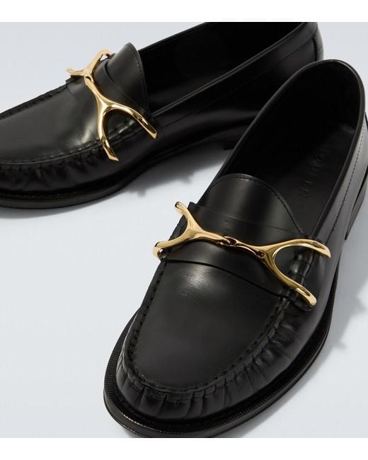 McQueen Black Wishbone Leather Loafers for men