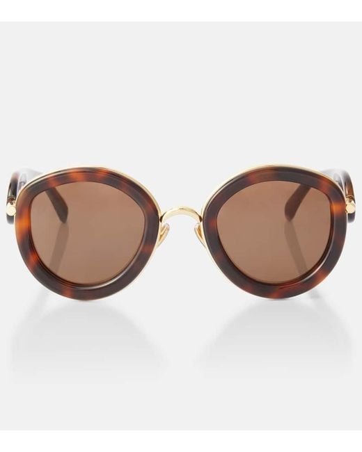 Loewe Brown Metal Daisy Round Sunglasses