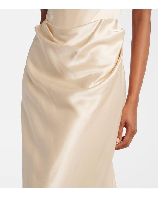 Vivienne Westwood Natural Galaxy Draped Crepe Satin Bustier Gown