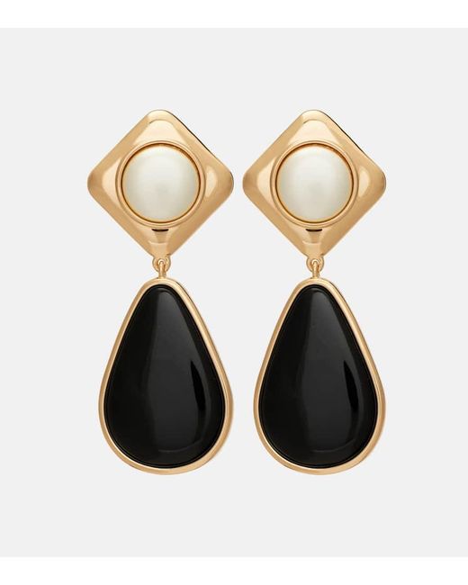 Self-Portrait Black Plated Drop Earrings