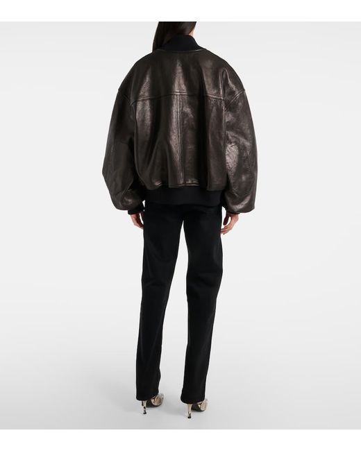Khaite Black Bomberjacke Spence Aus Leder