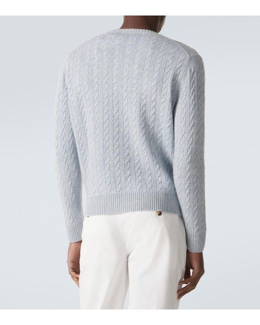 Dunhill Gray Cable-Knit Cashmere And Linen Sweater for men