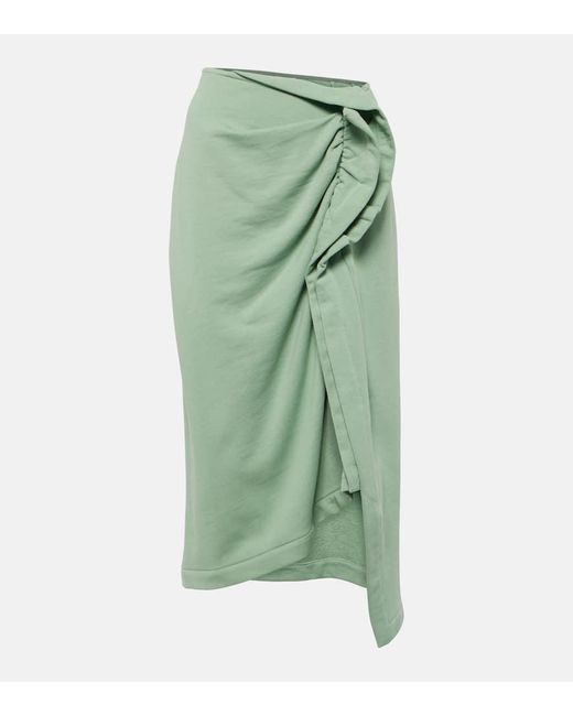 Falda midi de algodon fruncida Dries Van Noten de color Green