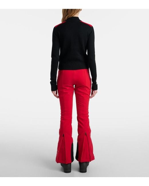 Perfect Moment Black Merino Wool La Tour Quarter-Zip Sweater