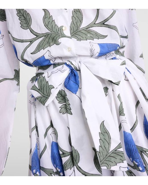 Juliet Dunn Blue Bellflower Cotton Shirt Dress