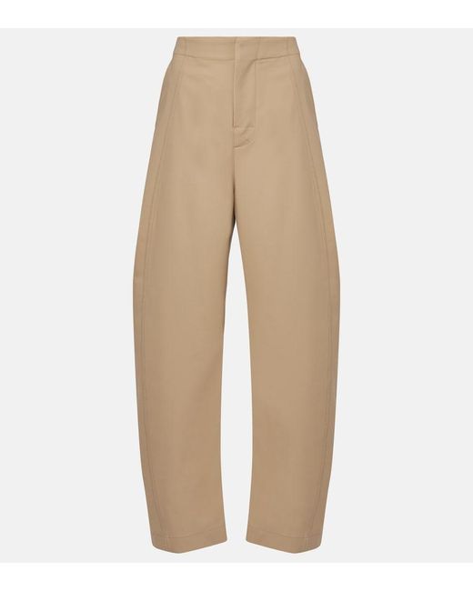 Bottega Veneta Natural Cotton Twill Wide-Leg Pants