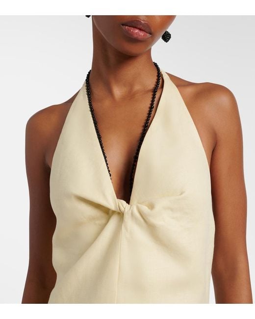 Sir White Halterneck Linen Maxi Dress