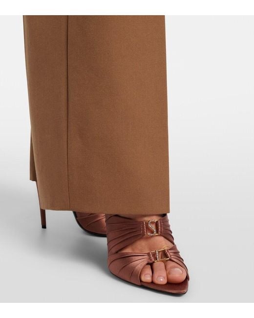 Saint Laurent Brown Emilie Crepe Satin Mules