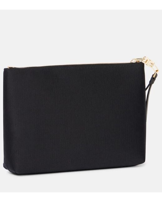 Givenchy Black 4G Embroidered Leather-Trimmed Canvas Pouch