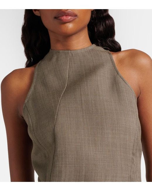 Magda Butrym Gray Asymmetric Peplum Wool Top