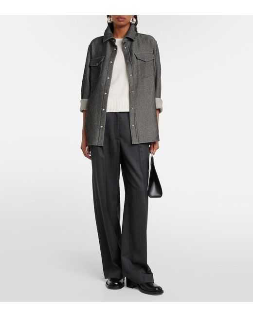 God's True Cashmere Gray Cashmere And Cotton Denim Shirt