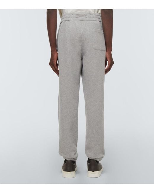 Zegna Gray Logo Cotton Sweatpants for men