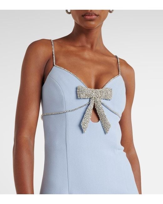 Rebecca Vallance Blue Bow-Detail Embellished Crepe Gown