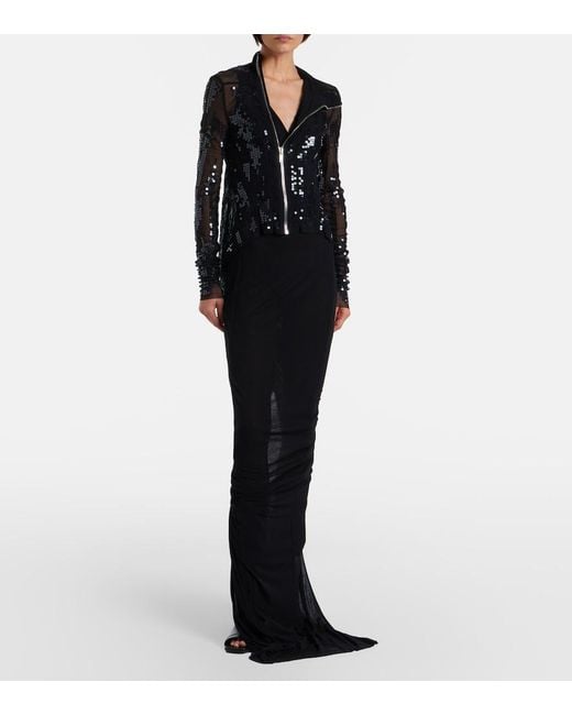 Rick Owens Black Gary Sequined Tulle Jacket