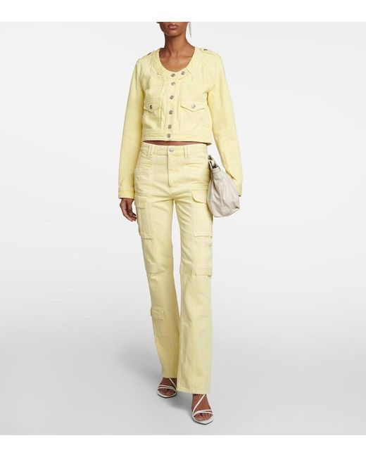 Isabel Marant Yellow Valene Cropped Denim Jacket