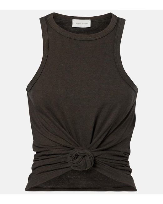 Tank Top De Algodon Y Seda Magda Butrym de color Black