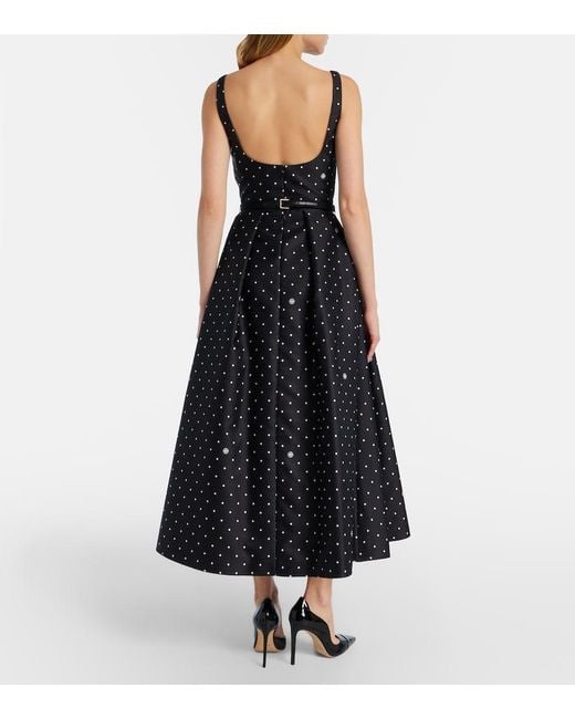 Elie Saab Black Polka-Dot Midi Dress