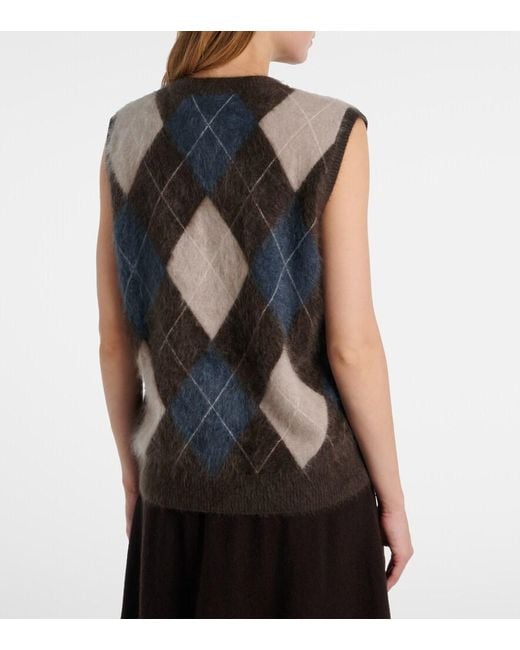 Lisa Yang Black Yasmin Argyle Cashmere Sweater Vest