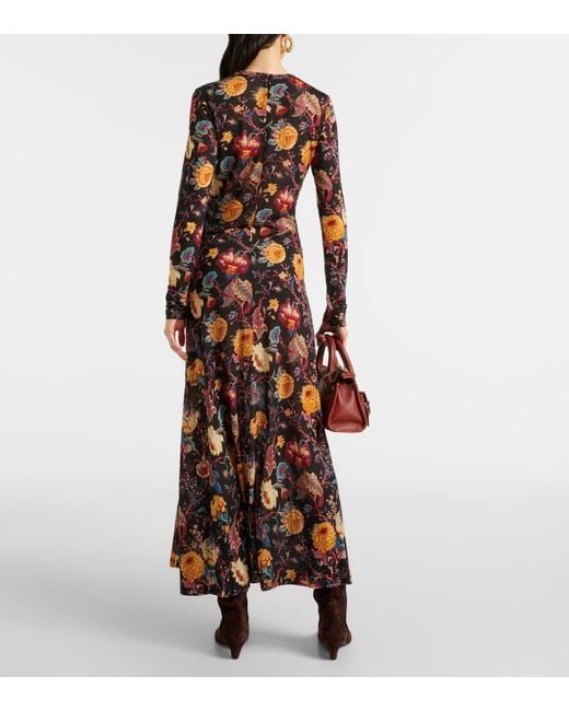 Vestido Largo Ceryse De Jersey Floral Ulla Johnson de color Black