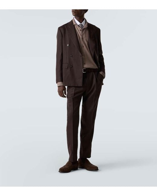 Brioni Brown Cotton Pique Shirt for men
