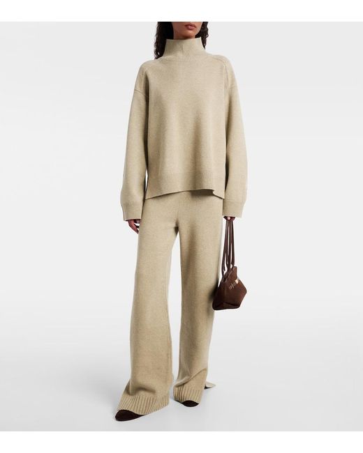 Tory Burch Natural Knitted Wool Sweatpants