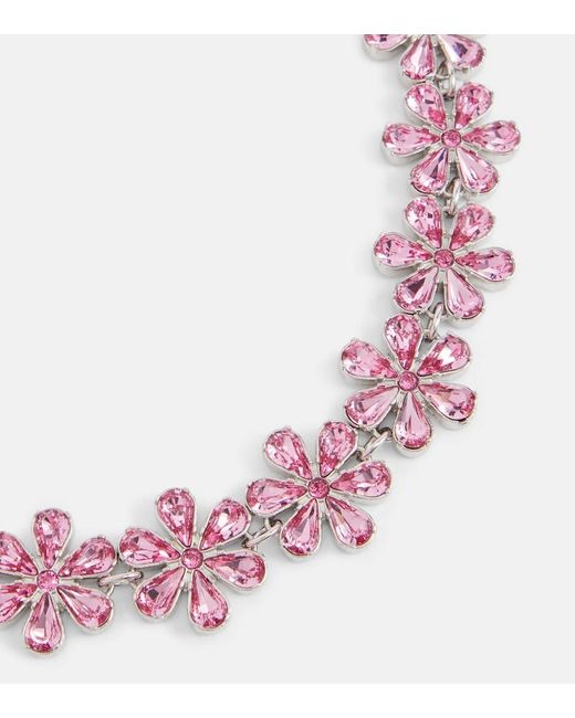 AMINA MUADDI Pink Crystal-Embellished Choker