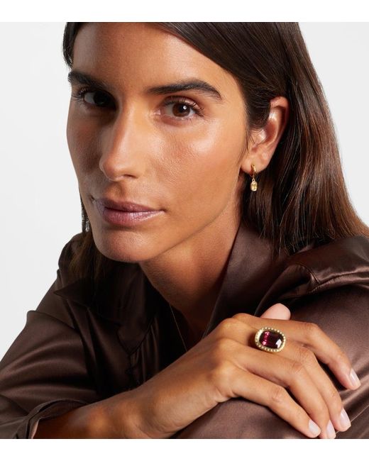 Octavia Elizabeth Hidden Gem 18Kt Huggies With Diamonds in Metallic | Lyst