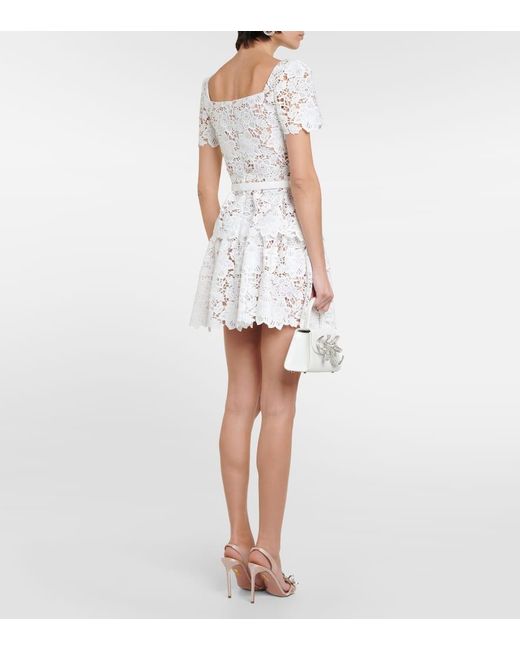 Self-Portrait White Bridal Lace Minidress