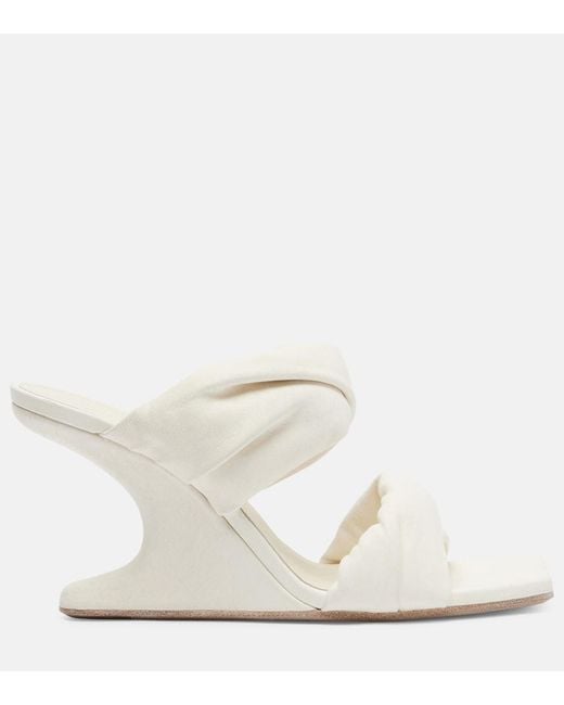 Rick Owens White Twisted Cantilever 80 Leather Mules