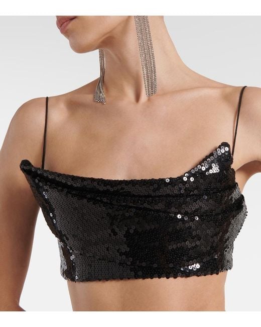 Alex Perry Black Sequined Crop Top